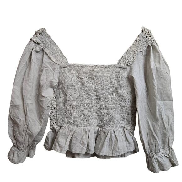 NWT Rebellion Again Womens Crochet Blouse Size Small Boho Peasant Ruffle Hippie - Picture 4 of 12